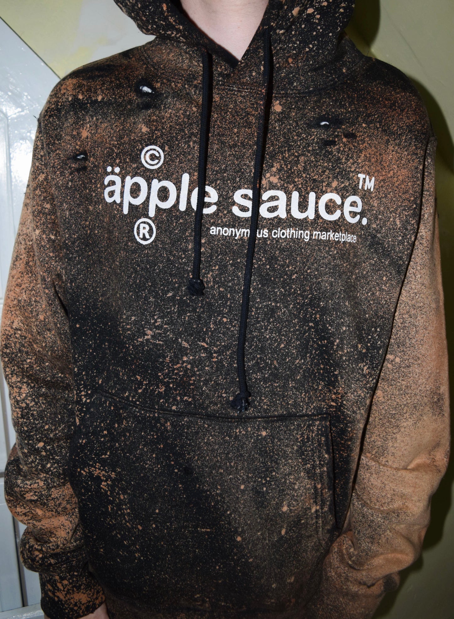 Black Distressed Sun Faded Hoodie